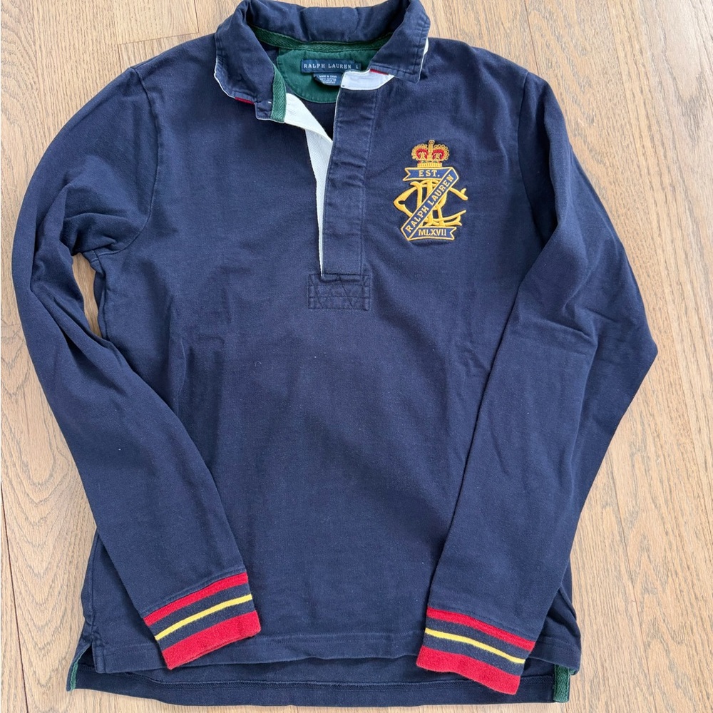 Ralph Lauren Navy Polo with Red and Gold Embroidery